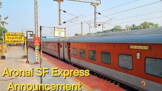 Aronai SF Express Announcement Silchar to Thiruvananthapuram 12508 SCL TVC Exp Arriving Rajahmundry [upl. by Parthinia102]