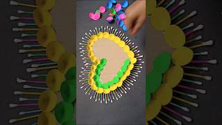 Colourful heart wall hanging with earbuds❤️ diy heart craftideas earbuds craft ytshorts [upl. by Nirro458]