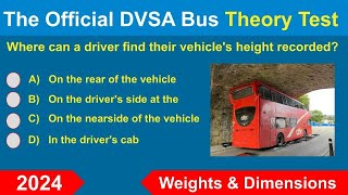 DVSA Bus and Coach PCV Licence Theory Test and Answers  Vehicle Weights amp Dimensions 2024 [upl. by Norej68]