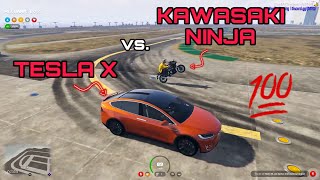 TESLA X vs KAWASAKI NINJA sumabog ang tesla  GTA 5 Roleplay [upl. by Isaacs851]