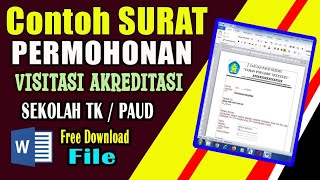 CONTOH SURAT PERMOHONAN VISITASI AKREDITASI SEKOLAH PAUD  TK  SPS free Download File [upl. by Attoynek857]