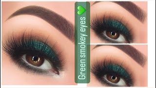 Green smokey eye makeup tutorial for beginnersgreen smokey eyemakeup on small eye [upl. by Royd]