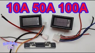 Cara Pasang Volt Ampere meter Digital 10A 50A 100A R shunt Kreatif DIY [upl. by Initirb]