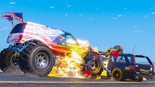 GTA 5 SUV THE LIBERATOR HIGH SPEED CRASHES  SUPER CINEMATIC PICTURE WITH SLOW MO ep79 [upl. by Eirffej226]