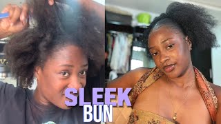 Tutorial Low sleek bun on my 4c hair Claw clip method [upl. by Stedman]