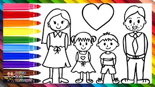 Drawing And Coloring A Family 👩👨👧👦🌈 Drawings For Kids [upl. by Acinomed271]