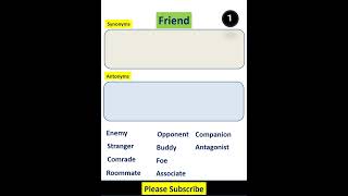 Friend  Synonyms and Antonyms  vocabularygame  vocabularyquiz   enrichyourvocabulary [upl. by Khajeh]