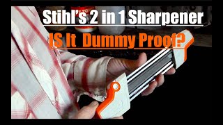 Chainsaw sharpening for dummies  Stihls 2 in 1 Sharpener [upl. by Gunas]