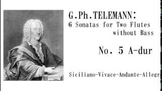 GPhTELEMANN 6 Sonatas for Two Flutes without Bass Op2 No3 Adur No5 in Bärenreiter [upl. by Dorkas]