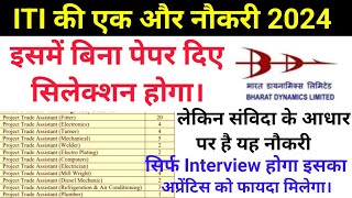 ITI Latest Recruitment 2024  ITI BDL Naukri 2024 संविदा के आधार पर। [upl. by Derfnam]