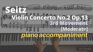 Seitz  Violin Concerto No2 Op13 3rd Mov Piano Accompaniment Moderate [upl. by Yellehs223]