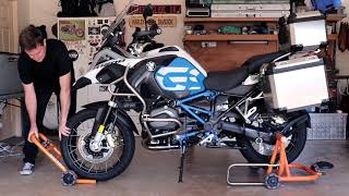 BMW R1200GSA on Dynamoto Multidirectional Motorcycle Stands [upl. by Keelin782]