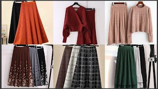 How to wear a midi skirts in every season all your round different types long knit skirt [upl. by Ociredef467]