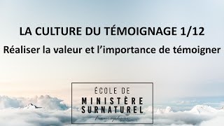 Réaliser la valeur et limportance de témoigner École de Ministère SurnaturelPst David THERY [upl. by Ponton]