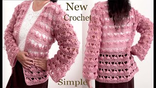 Blusas Cardigan Suéter Bonito Lindo Crochet Elegantes para Mantas Tutorial 2 completo [upl. by Pejsach384]