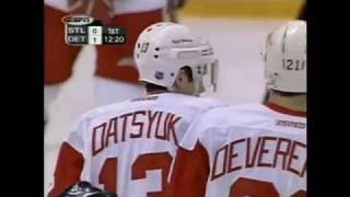 Pavel Datsyuks First Career Playoff Goal [upl. by Aneekal499]