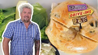 Guy Fieri Eats a SERIOUS Jalapeño Bagel in New Jersey  Diners DriveIns and Dives  Food Network [upl. by Croix]