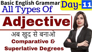 Types of Adjective  Comparison of Adjectives विशेषण [upl. by Cozmo754]