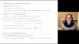 Module 8 Lesson 1 The Wilcoxon Sign Test overview and lecture [upl. by Susann]