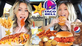 Trying NEW Taco Bell Steak and Bacon Grilled Cheese Burrito amp Hardees Nashville Hot Chicken Sandwich [upl. by Pirozzo]