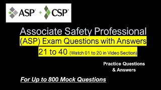 ASP CSP EXAM QUESTIONS  MOCK EXAM 2  ASSOCIATE CERTIFIED SAFETY PROFESSIONAL  800 EXAM QUESTIONS [upl. by Blancha]