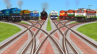 NINE RAILGADI CROSSING FOR CORVED🧨 BRANCHED RAILROAD TRICKS DAIMOND RAILROAD TRACKStrain videos [upl. by Catton]