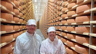 Making Gruyère cheese in Switzerland and Cheese Cave Tour [upl. by Deppy510]