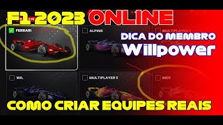 F1 2023 DICAS COMO CRIAR SUA EQUIPE F1 REAL COM WILLPOWER [upl. by Acireh370]