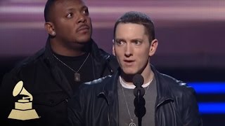 Eminem accepting the GRAMMY for Best Rap Album at the 53rd GRAMMY Awards  GRAMMYs [upl. by Neyugn]