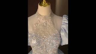 Elegant Sky Blue Beading Pearl Sequins Prom Dresses [upl. by Beard]