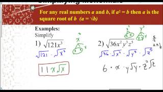 Review of Radicals  Simplifying Monomials [upl. by Wilfred]