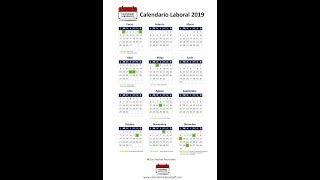 Calendario Laboral 2019  Festivos nacionales 2019 [upl. by Areic]