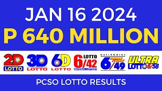 Lotto Result January 16 2024 9pm PCSO [upl. by Eisor]