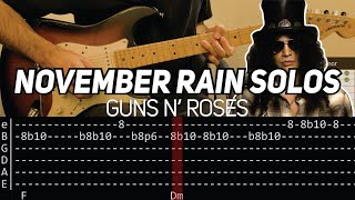 Guns N Roses  November Rain solos Guitar lesson with TAB [upl. by Acim585]