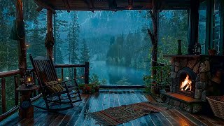 Sitting On The Porch On A Stormy Day Heavy Rain and Fireplace Sounds To Sleep Relax Rest Study [upl. by Batory]