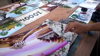 Street Artist Quickly Paints Beautiful Landscape  984976 [upl. by Nuarb]