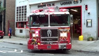 Dog likes firefighters   FDNY Engine 16 showing off its lights NY  72013 [upl. by Nirro]