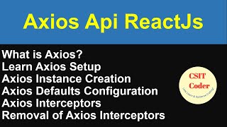 What is Axios  How to use it with ReactJS  How to create Axios Instance  Interceptors in Axios [upl. by Epillihp]