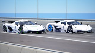 1000KMH Koenigsegg Absolut vs Koenigsegg Jesko  DRAG amp TRACK RACE [upl. by Coady]