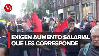 Trabajadores del Colegio de Bachilleres marchan en el Centro Histórico CdMx [upl. by Morrissey449]