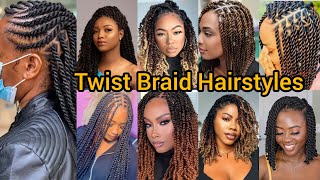 Elegant Twist Braid Hairstyle  Passion Twist Braid  Senegalese Twist  Kinky Twist Braid Hairstyle [upl. by Eivets]