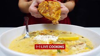 ❤️ LIVE Cooking 64  Creamy Rotisserie Chicken Soup with Pumpkin Scones [upl. by Panthia]