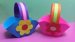 How to Make Basket with Color Paper  DIY Paper Baskets Making [upl. by Eerol]