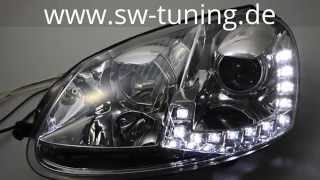 SWDRL Scheinwerfer für VW Golf V LED Tagfahrlicht chrome SWTuning [upl. by Aihtnyc]