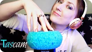 ASMR Tascam Sponge Mic 💙 Ear to Ear Scratching Deep Crinkling Direct Microphone Tapping amp Touching [upl. by Gem]