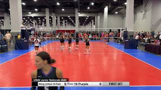 USAV Junior Nationals 2024  Circle City 16 Purple vs Sting United 16 Red [upl. by Enelyak]