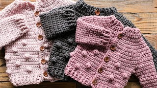 How to Crochet a Bobble Baby Sweater [upl. by Nunes927]