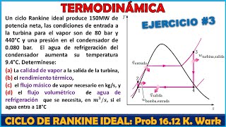 TERMODINÁMICA CICLO RANKINE IDEAL  PASO A PASO  Problema 1612 WARK 6ta Edición [upl. by Conney329]