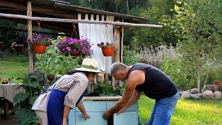 Country life Outdoor stove for cooking The nightstand is ready The foundation of the barn [upl. by Eralc]