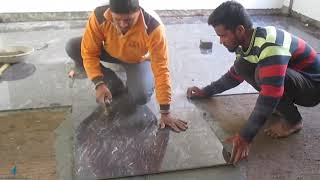 Vitrified Tile Fitting  Tiles Installation  Tile Laying on Site  Floor tiles installation process [upl. by Calhoun]